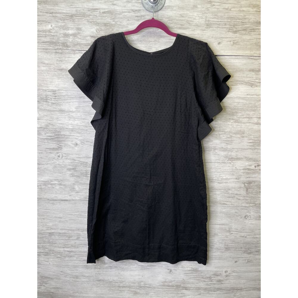 J Crew Womens 8 Black Flutter Sleeve Swiss Dot Shift Dress C6170 SU15